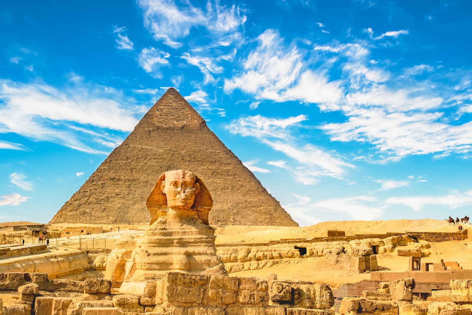 Sphinx and pyramid